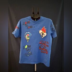 Makobi Graphic Tee Love Pain Blue Medium
